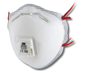 3M 8833 MASK P3V R pack size 10 masks