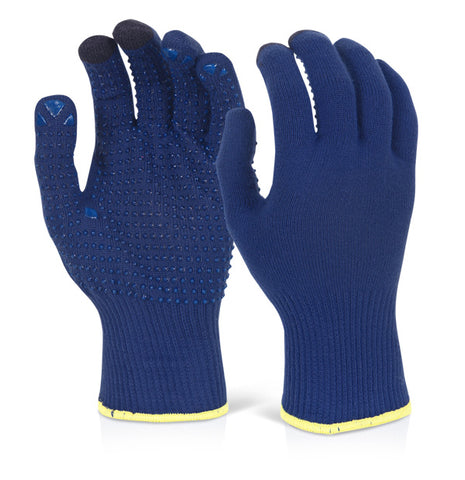 TOUCH SCREEN KNITTED GLOVE BLUE