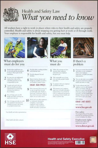 HEALTH & SAFETY LAW POSTER PVC 420MM X 594MM