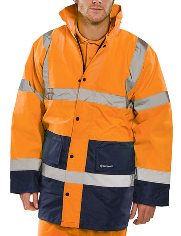 CONSTRUCTOR TRAFFIC JKT TWO TONE FLEECE LINED ORANGE/NAVY