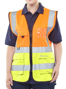 TWO TONE EXECUTIVE WAISTCOAT ORANGE/YELLOW